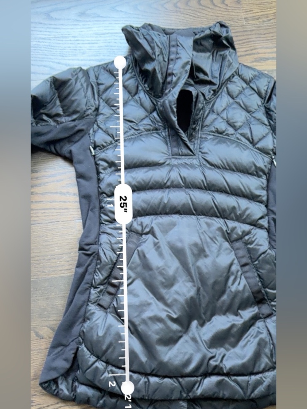 Lululemon women down for it all pullover jacket, size4 black
